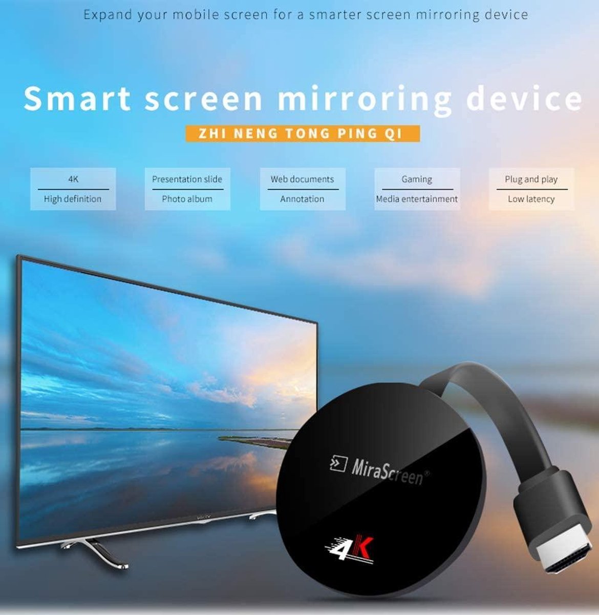 Viatel Chromecast Ultra 4K Screen mirror Plus Miracast Dongle for TV 4K Wireless HDMI Display Adapter Streaming Smartphone/Tablet/PC to TV/Projector/Car Display via Airplay Miracast DLNA