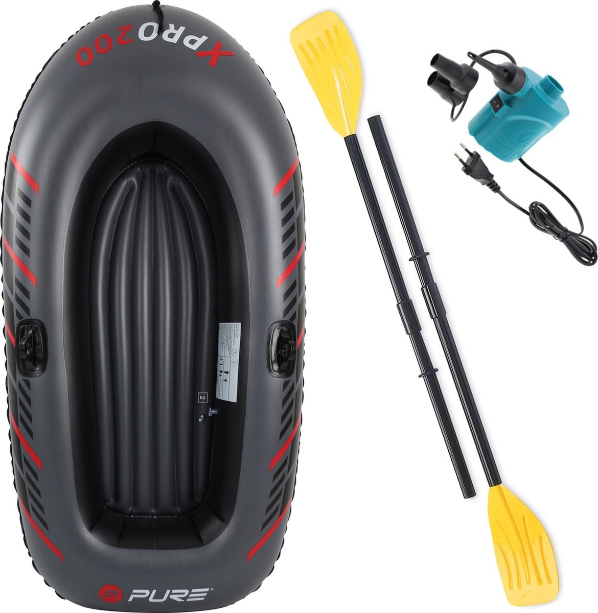 Dragon Sports XPRO 200 – opblaasboot – 1-2 persoons - inclusief – peddels – en elektrische pomp – rubberboot - opblaasbare boot
