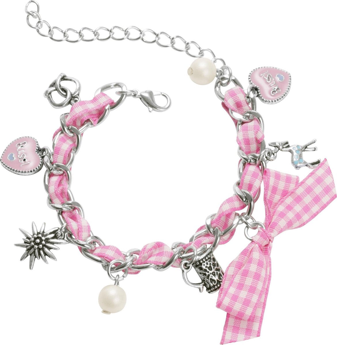 dressforfun - Armband Weidegeluk roze/wit  - verkleedkleding kostuum halloween verkleden feestkleding carnavalskleding carnaval feestkledij partykleding - 302944