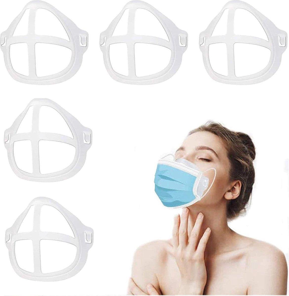 Mondkapje Houder - Mondmaskerhouder - Voor Comfort -  3D inzetstuk voor Mondkapje - Mondmasker Beugel - Wasbaar - Herbruikbaar - Face Mask - Gezichtsmasker - Mondkapje Ondersteuning - Bracket 3D - Voor Mondkapje