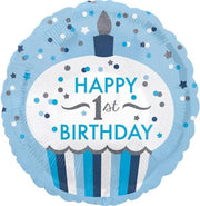 Anagram Folieballon Happy 1st Birthday Jongen 43 Cm Blauw