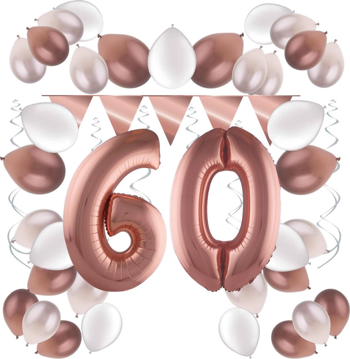 e-Carnavalskleding.nl Feestversiering pakket rosé 60 jaar | Versiering 60e verjaardag | 60 jaar feestversiering pakket rosé compleet | Leuk pakket rosé met feestartikelen voor de 60e verjaardag Medium