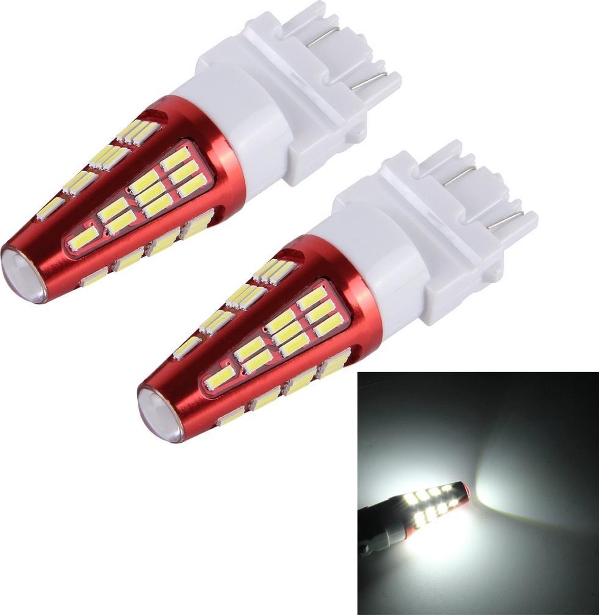 2 STUKS 3157 10 W 800LM 6000 K 48 SMD-4014 LED's Canbus-auto remlichtlamp