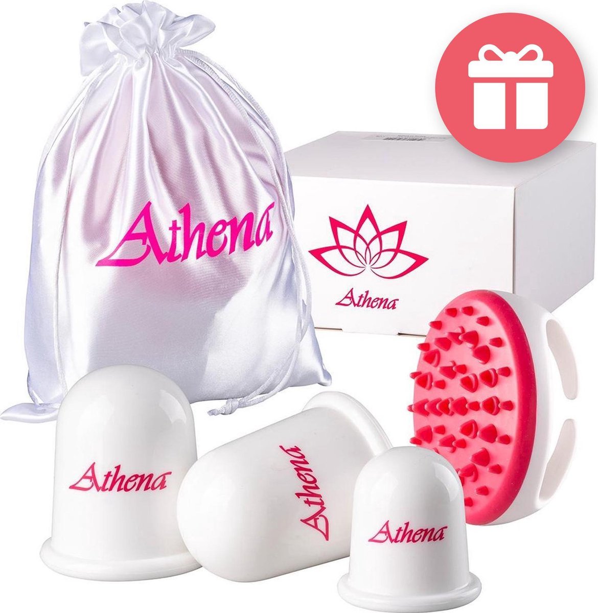 Premium Cellulite Cups - Cellulite Massage Apparaat - Cellulitis Apparaat - Cupping Set - Vacuüm Massage cups - Massage Borstel | Athena