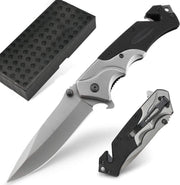 Sefaras Survival Zakmes - 3-1 Zakmes - Inklapbaar - Broekclip - Voor kamperen - RVS - Zwart
