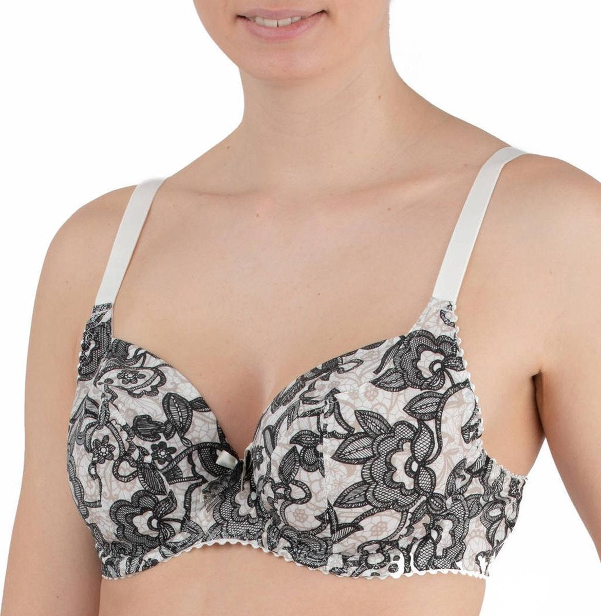 Antigel badinage glamour - bh - zwarte bloemen op creme - 80F