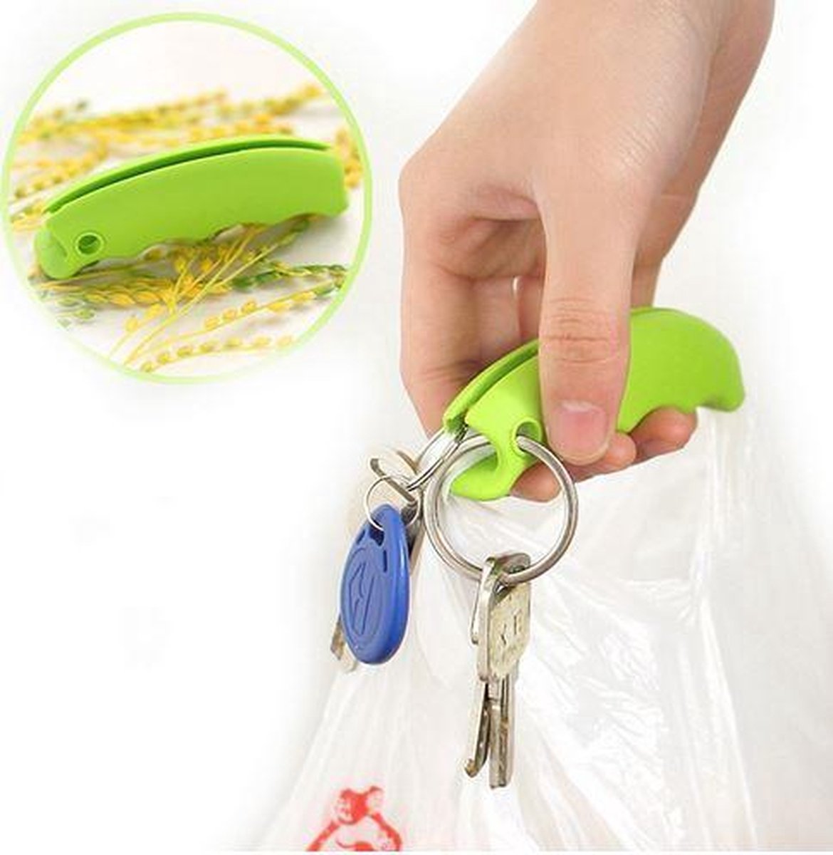 Tasjes Drager - Tassendrager - Siliconen Tas Handvat Houder Holder - Plastic tas drager - Comfortabel winkelen met Grip bescherming - 1 Stuks Groen