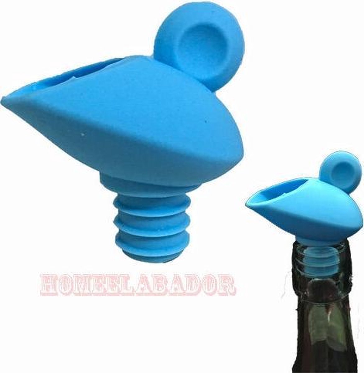 Doodadeals® Combi Wijnschenker & Wijnstop – Wijnfles Stoppers – Wijnschenktuit – Wijnstopper – Wijnfles Stop – Wijnafsluiter – Schenktuit Wijn – Siliconen – Blauw