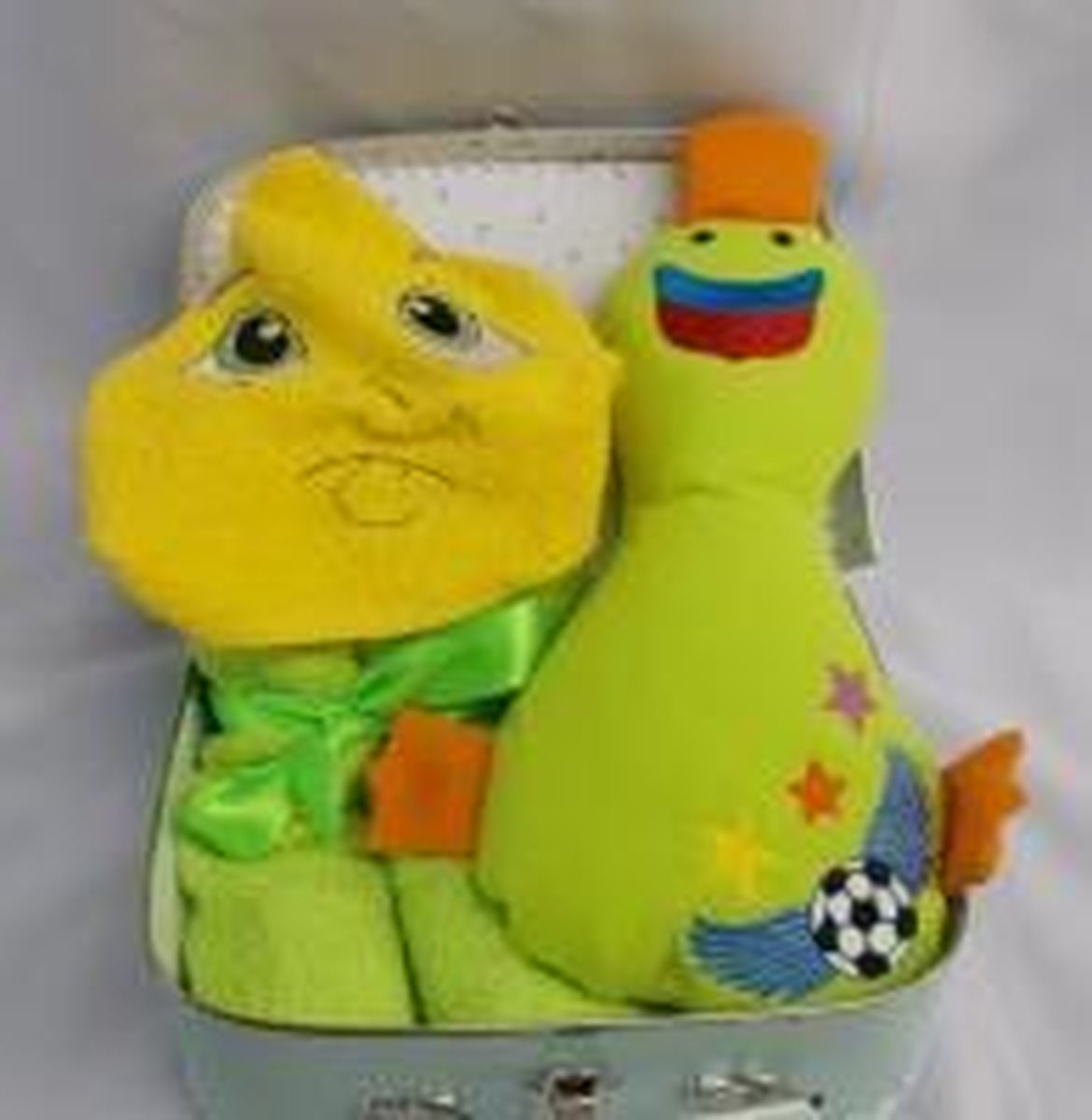 Koffertje badcape met knuffel voetbal eend