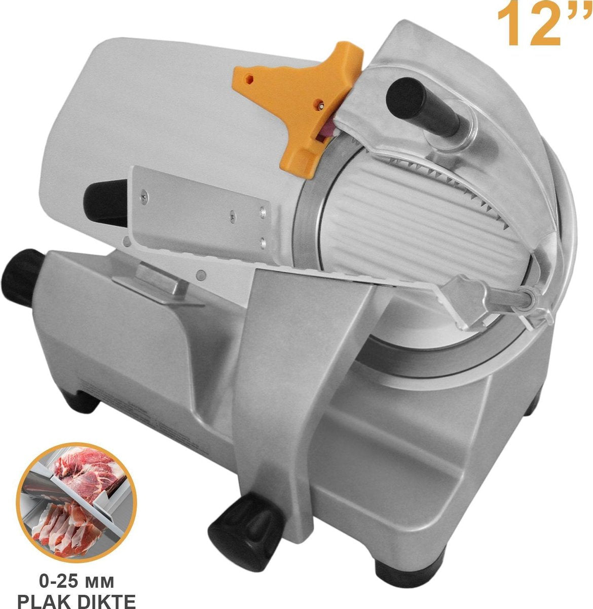 KuKoo Commerciële Vleessnijmachine - 30 cm - 300 mm - vleessnijder - ingebouwde messenslijper - verstelbare plakdikte 1/25 cm - 304 roestvrij staal
