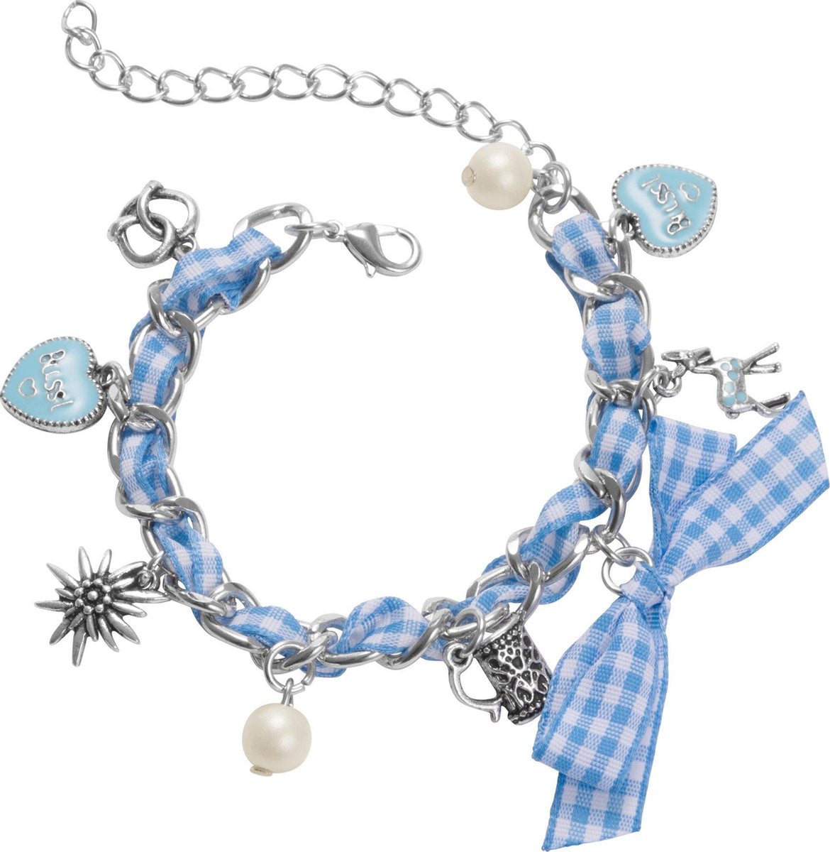 dressforfun - Armband Weidegeluk blauw/wit  - verkleedkleding kostuum halloween verkleden feestkleding carnavalskleding carnaval feestkledij partykleding - 302945