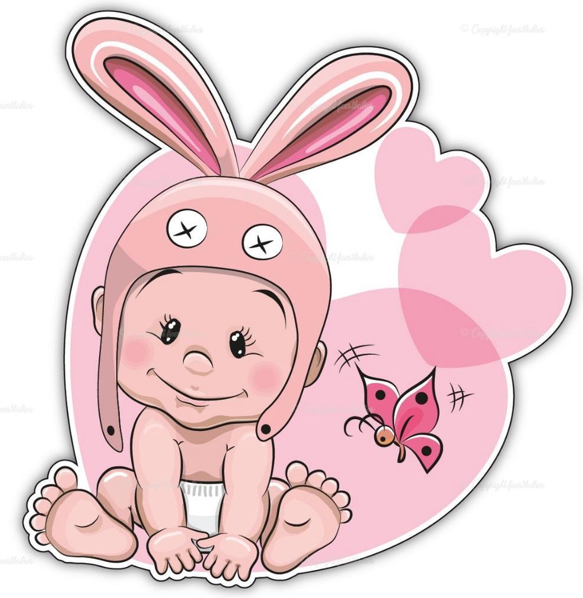 geboortebord baby meisje konijnoor 75 cm
