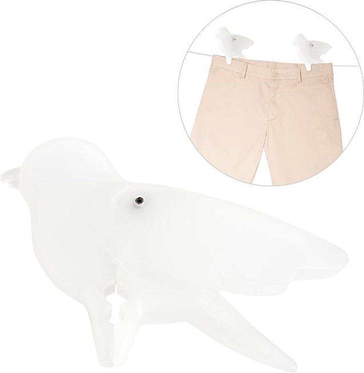 Balvi Wasknijpers Birdie Kunststof Wit 10 Stuks