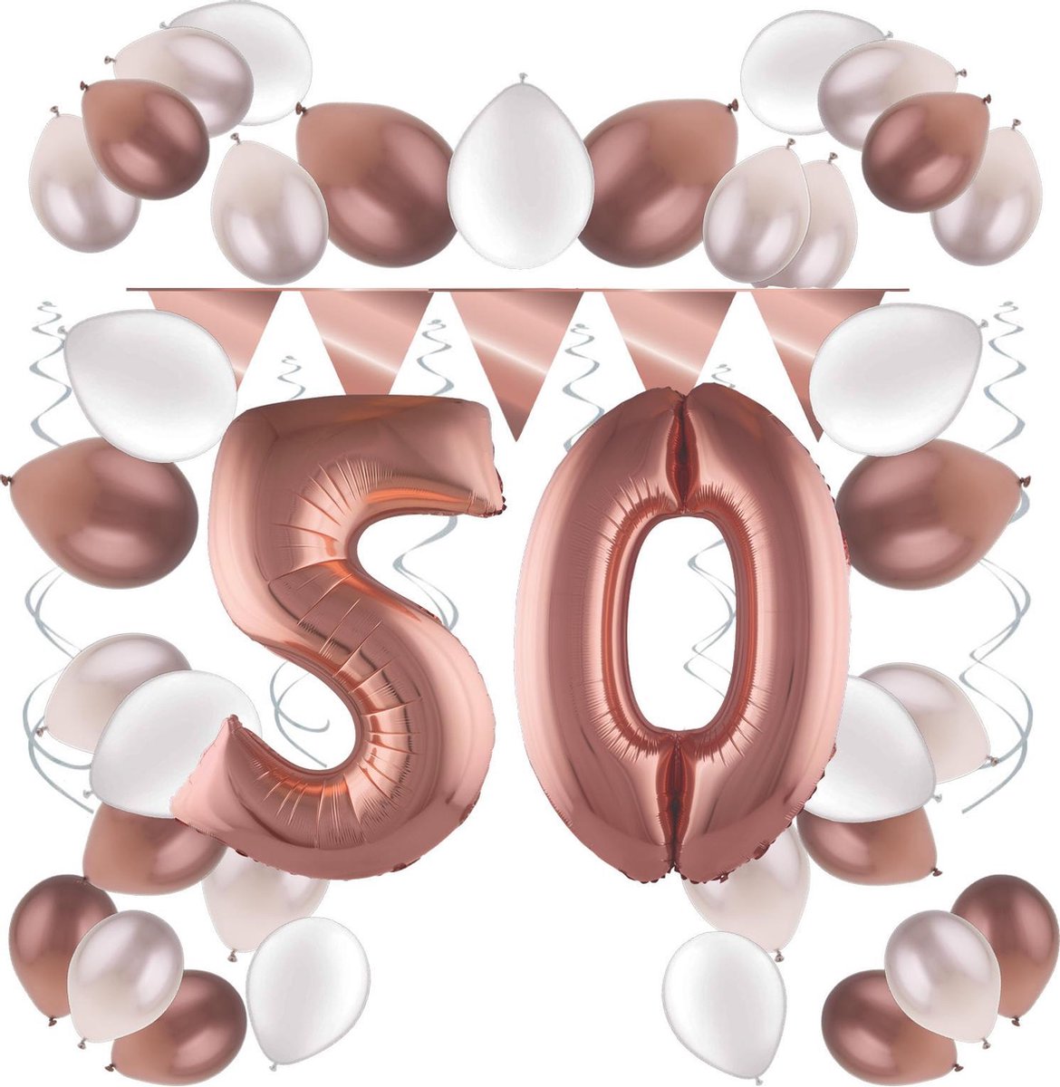 e-Carnavalskleding.nl Feestversiering pakket rosé 50 jaar | Versiering 50e verjaardag | 50 jaar feestversiering pakket rosé compleet | Leuk pakket rosé met feestartikelen voor de 50e verjaardag Medium