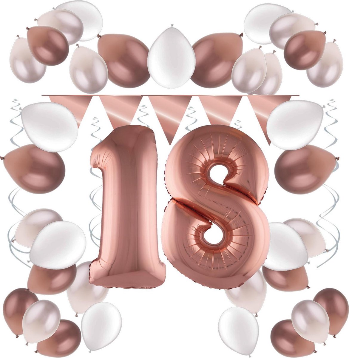 e-Carnavalskleding.nl Feestversiering pakket rosé 18 jaar | Versiering 18e verjaardag | 18 jaar feestversiering pakket rosé compleet | Leuk pakket rosé met feestartikelen voor de 18e verjaardag Medium