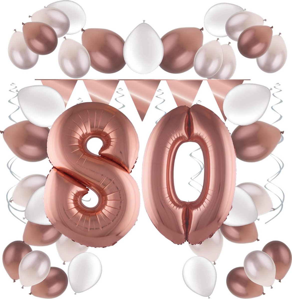 e-Carnavalskleding.nl Feestversiering pakket rosé 80 jaar | Versiering 80e verjaardag | 80 jaar feestversiering pakket rosé compleet | Leuk pakket rosé met feestartikelen voor de 80e verjaardag Medium