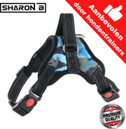 Hondentuigje L -Borstomvang 64-86 cm - Gewicht hond 32-60 kg- Blauw camouflage - Voor grotere honden - No pull harnas - Anti trek - Reflecterend - Controle en rust bij hond en baasje - 5 jaar garantie