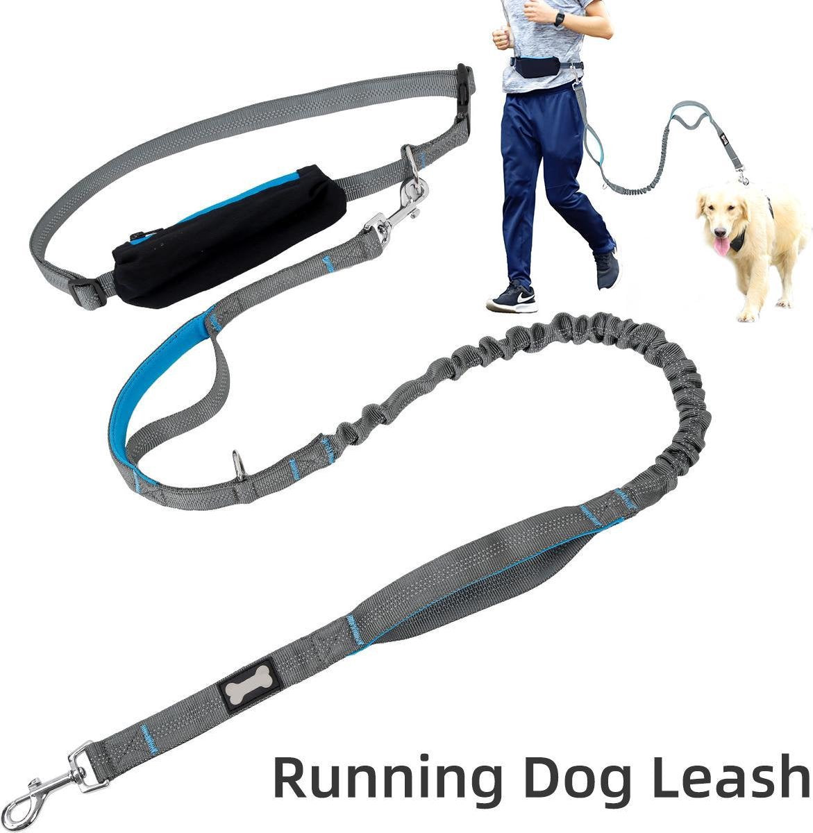 Hardloopriem hond - heupriem met looplijn - grijze bungee riem