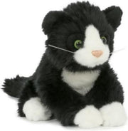 Pluche poes/kat zwart wit 18 cm