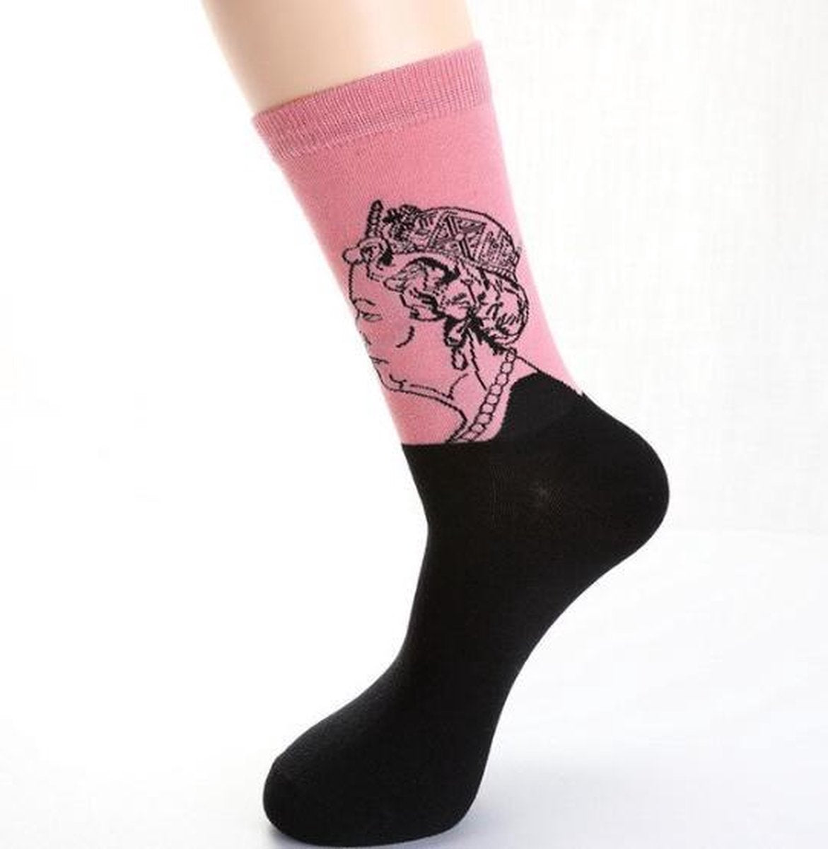 Fun sokken 'Koningin Elizabeth' roze (91060)