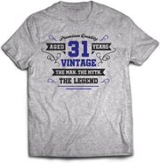 31 Jaar Legend - Feest kado T-Shirt Heren / Dames - Antraciet Grijs / Donker Blauw - Perfect Verjaardag Cadeau Shirt - grappige Spreuken