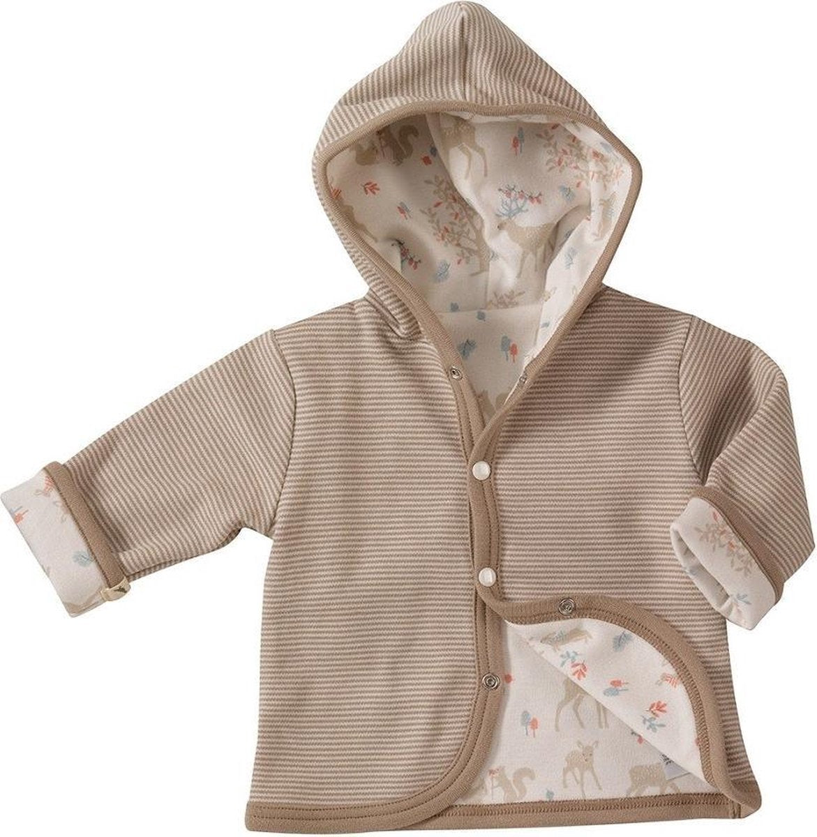 Pigeon Organics | Deer reversible hoody Taupe-0-5 maanden