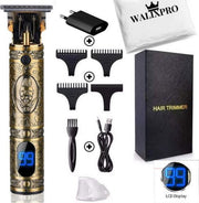 tondeuse met display - professionele trimmerset - baard - scheerapparaat – goud  - contouren - opzetstukken 1mm - 2mm - 3mm
