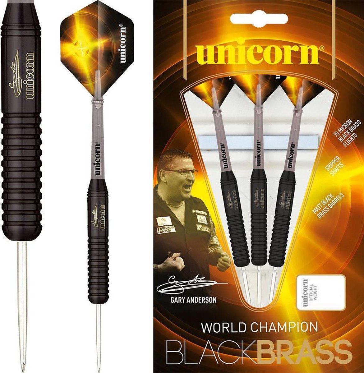 Unicorn Gary Anderson World Champion Black Brass P2 - 24 Gram