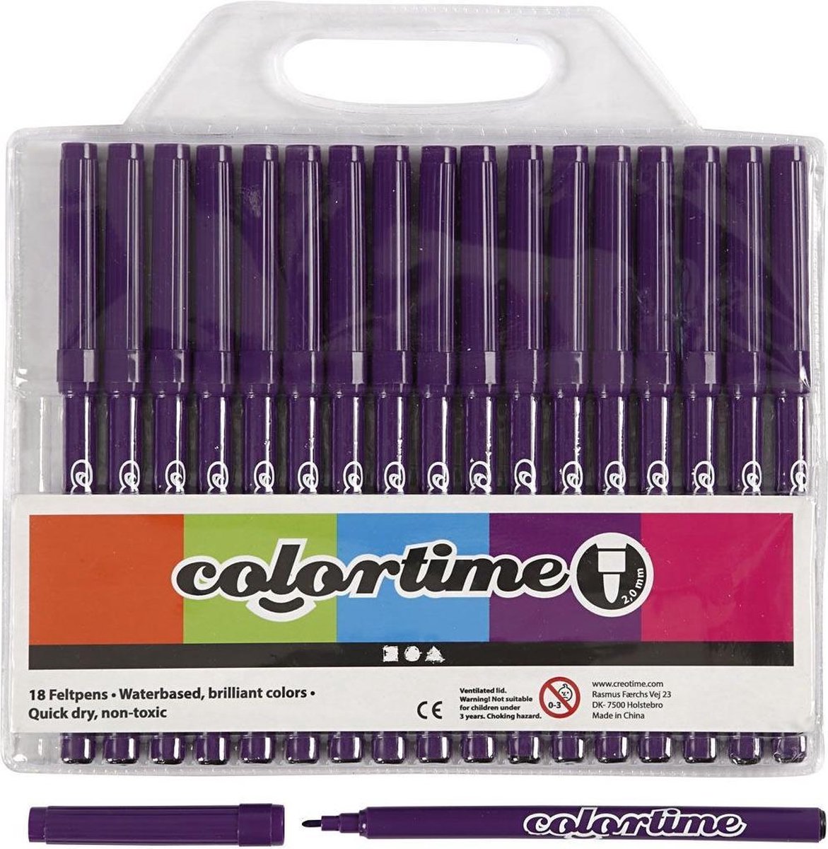 Colortime Stiften Lijndikte 2 Mm Paars 18 Stuks