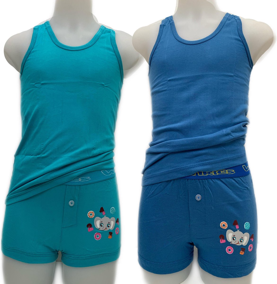 Embrator 2 x Jongens Ondergoedsetje met loose fit boxershort kobalt/turquoise 116/122