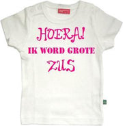 T-shirt korte mouw | Hoera! ik word grote zus | wit | maat 74/80