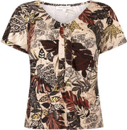 Tramontana Top Etnic Leaves Print - S