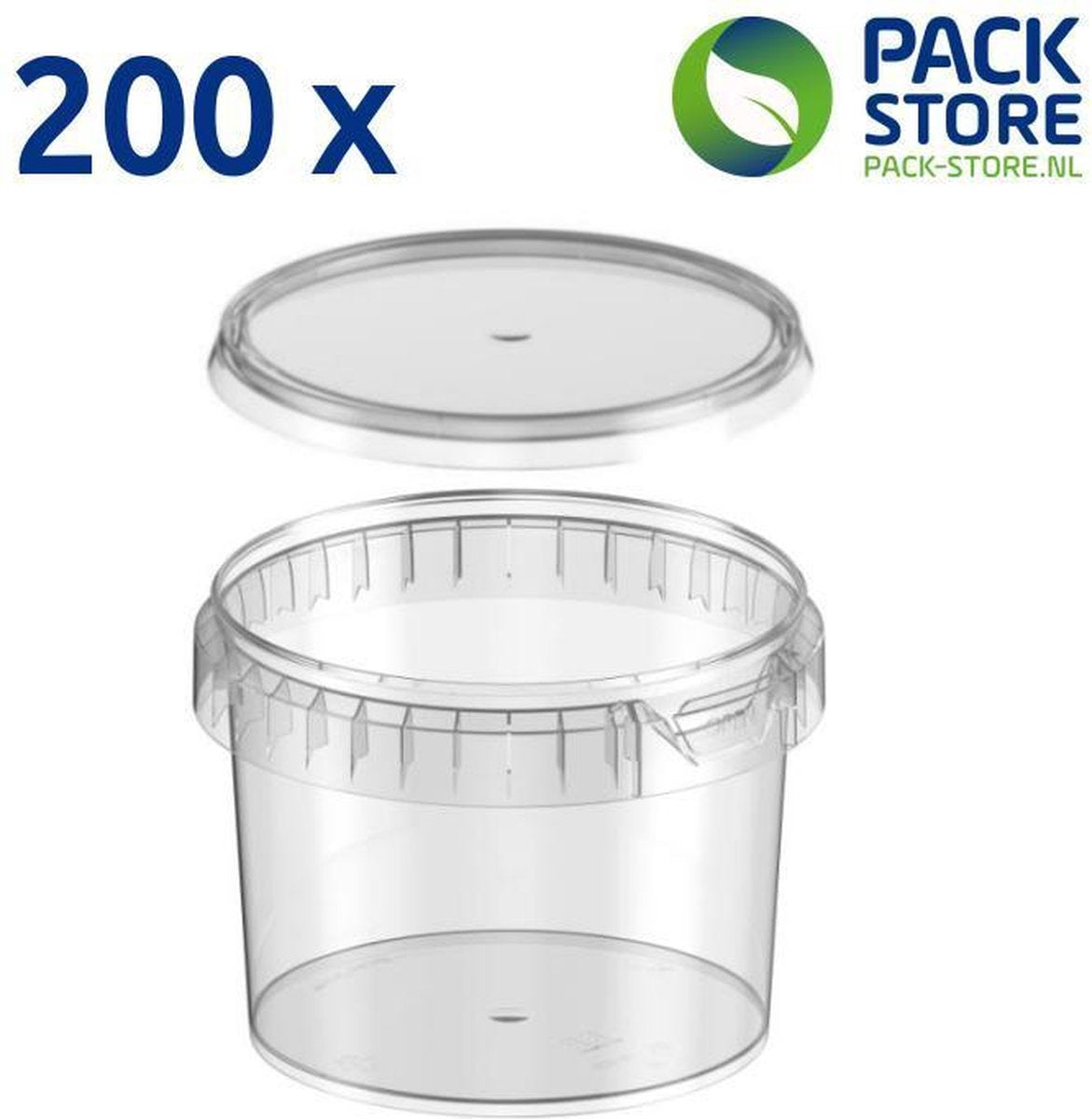 Plastic bakjes rond ø118mm 600 ml. Transparant met deksel. 200 stuks