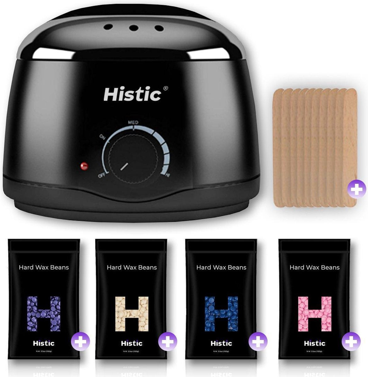 Histic Wax Apparaat inclusief Hard Wax Beans en Houten Spatels – Ontharen – Startersset – Ontharingswax