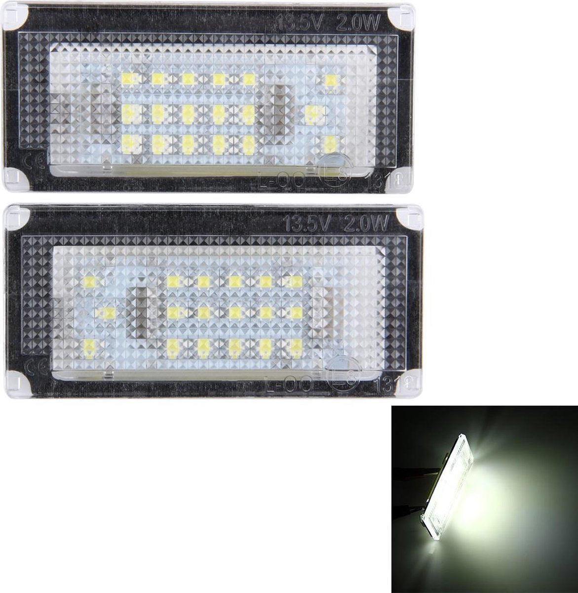 2 STKS Kentekenplaatverlichting met 18 SMD-3528 Lampen voor BMW Mini COOPER R50 / R52 / R53 (Wit Licht)