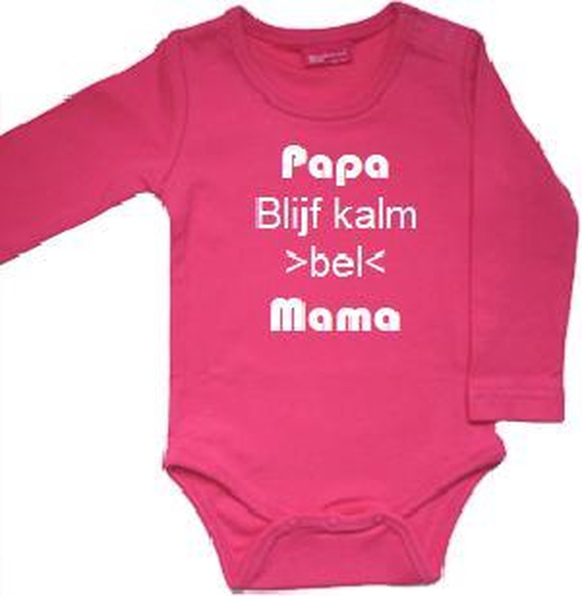 Romper papa blijf kalm bel mama 50/56 donker roze lange mouw