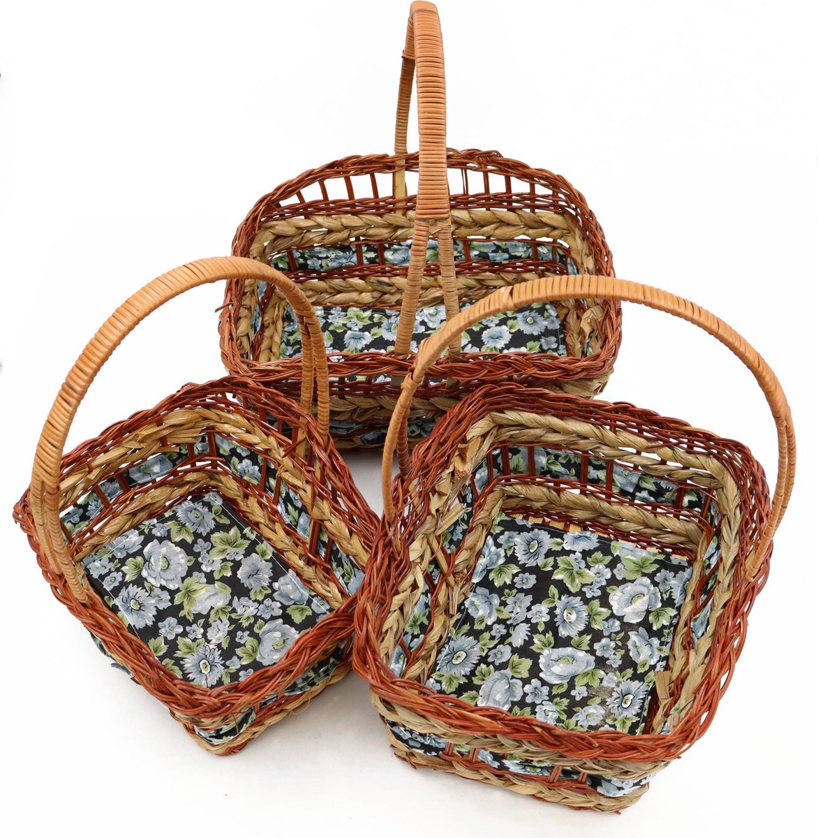 YILTEX – Mand / Rieten Mand / Opbergmand / Broodmand / Broodmand Riet  - Set van 3 - 32x27x35cm