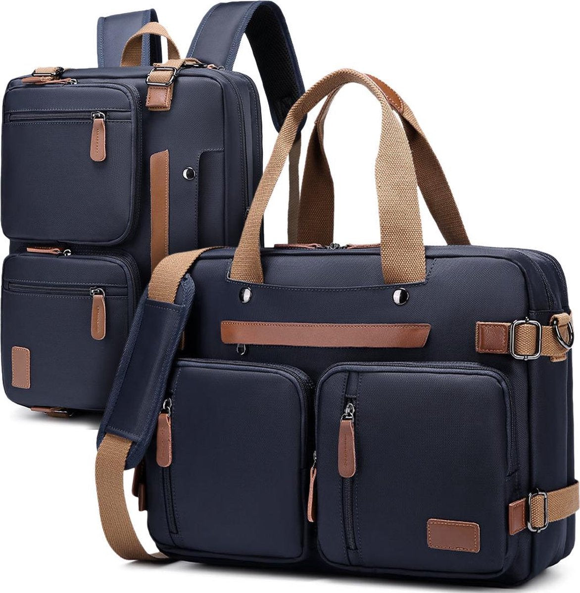 Laptoptas 2 in 1 Laptop Rugtas Schoudertas voor 15.6 inch laptop – blauw