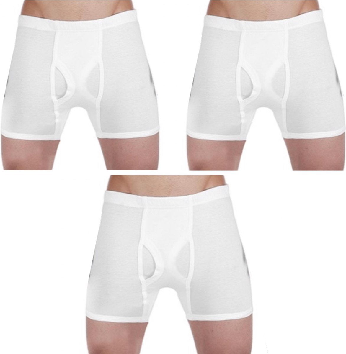 Embrator 3-stuks mannen Boxershorts met gulp wit maat XXL