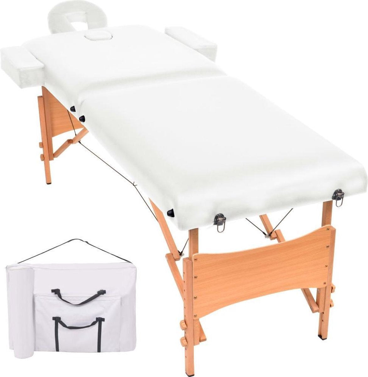 Medina Massagetafel 10 cm dik 2 zones inklapbaar wit