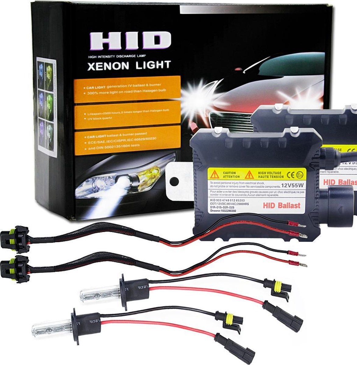 55W 3200LM H1 4300K ​​HID Xenonlampen Lichtconversiekit met High Intensity Discharge Slim Ballast