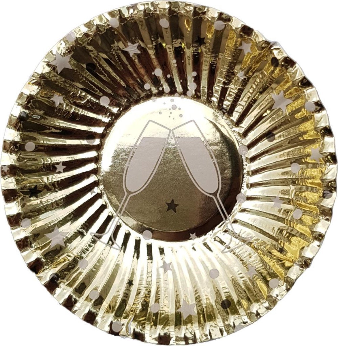 Oliebol bordjes Chapagne goud 8 stuks 10 cm