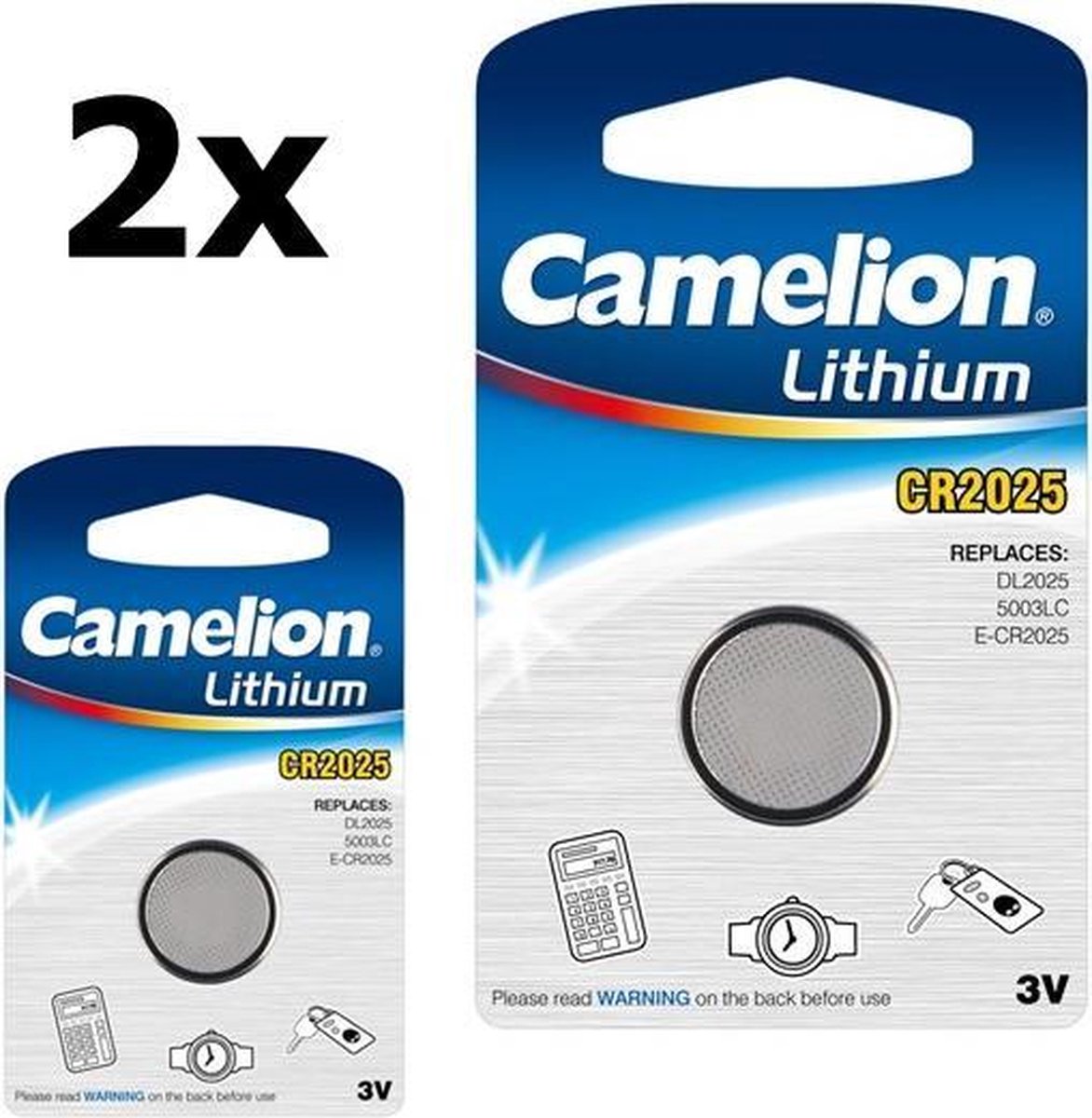 2 Stuks - Camelion CR2025 3v lithium knoopcel batterij