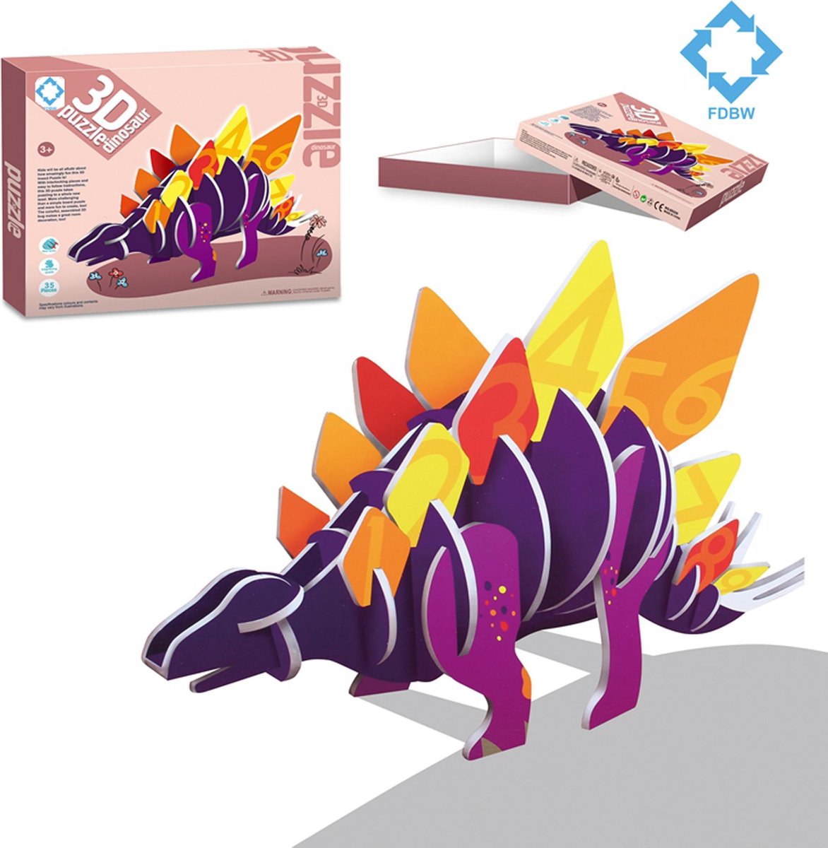 Puzzel 3d voor kinderen | Puzzel Dinosaurus - Stegosaurus | 3DPuzzel kinderen | Puzzel zelf maken | Puzzel Kinderen 3 jaar
