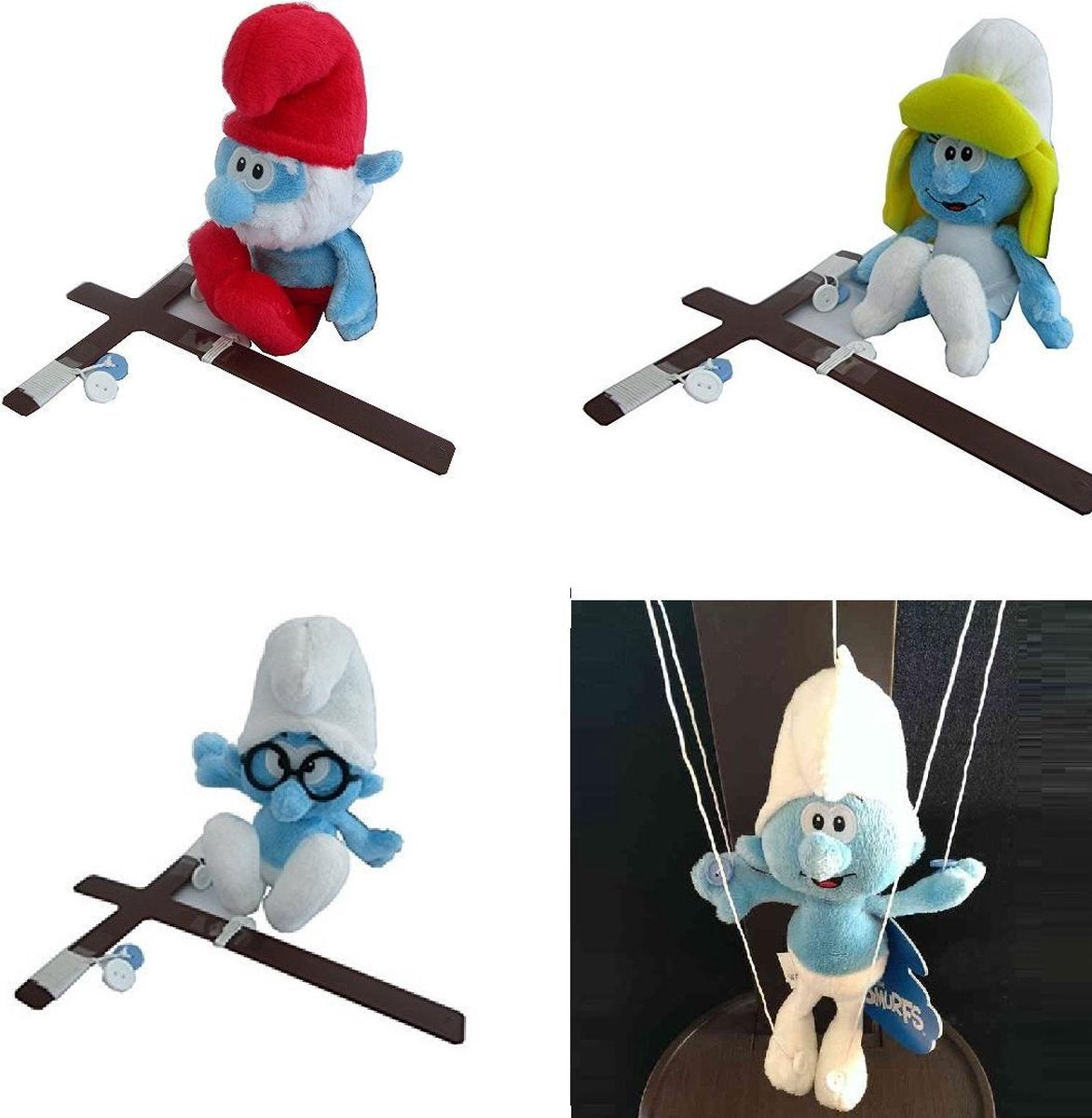 4x Marionetten smurfen knuffels educatief (15 cm)