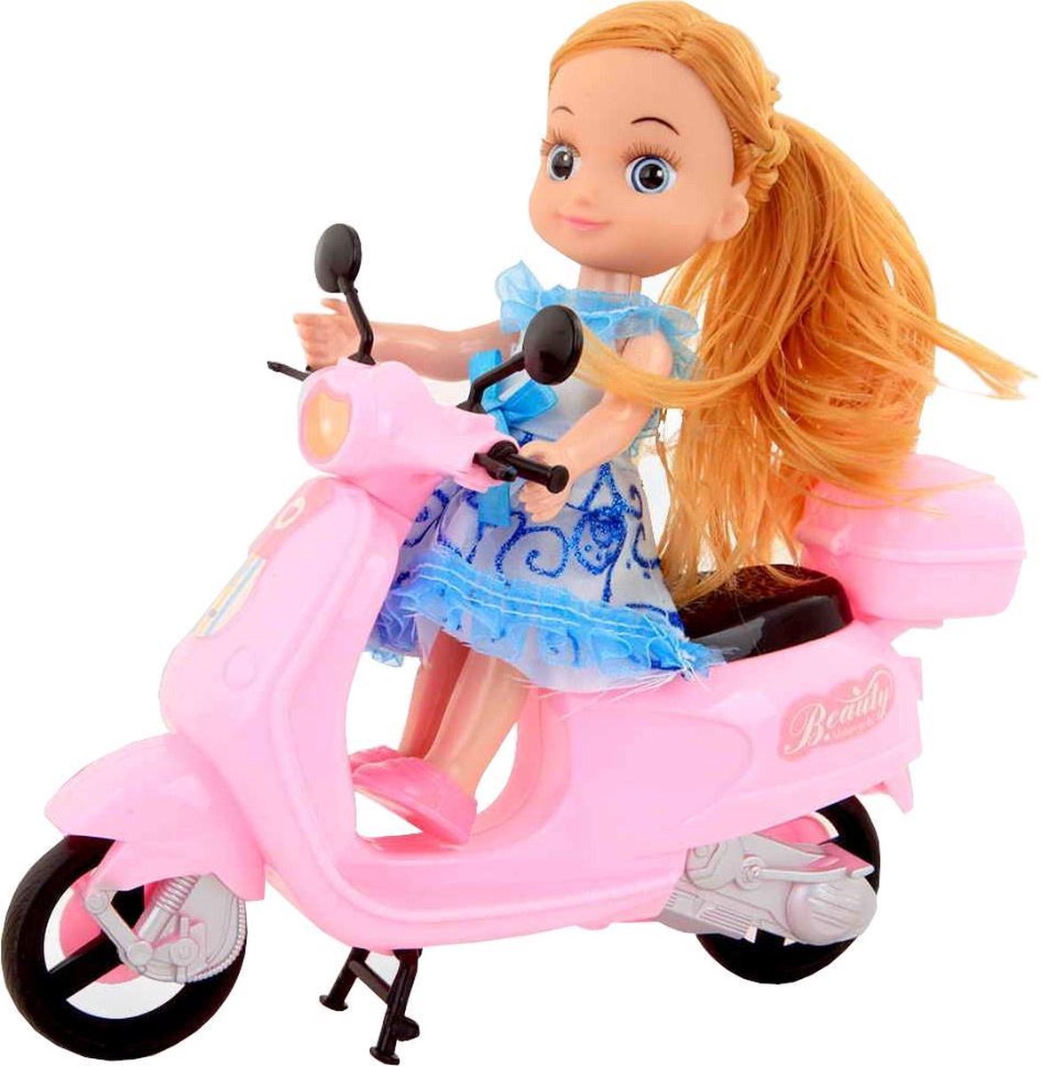 Jonotoys Tienerpop Beauty Motorcycle 22 Cm Roze/blauw