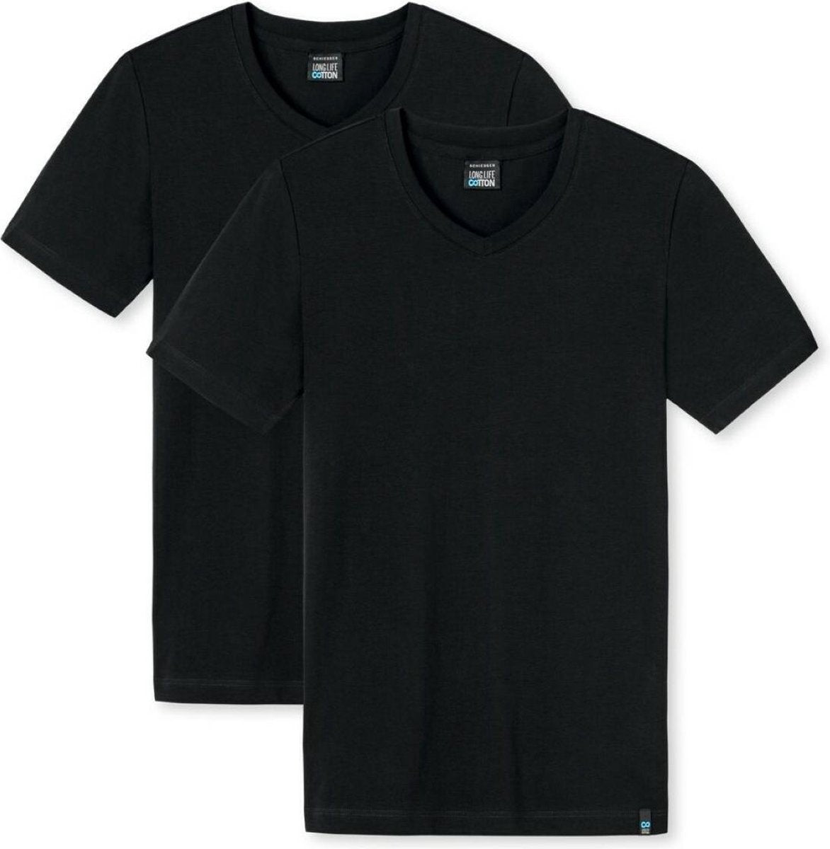 Schiesser t-shirt met V-hals 2 pack Long Life Cotton