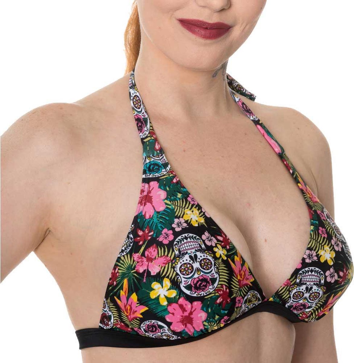 Banned Bikinitop -S- Rare hearts Skull Multicolours