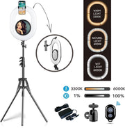 LURK® Ringlamp Ring Of Light Oval Excellence - Professionele LED ringlamp set compleet met statief en touch screen spiegel - Ring Lamp traploos dimbaar 3300 tot 6000K – fotostudio en beauty licht – Voor camera en smartphone
