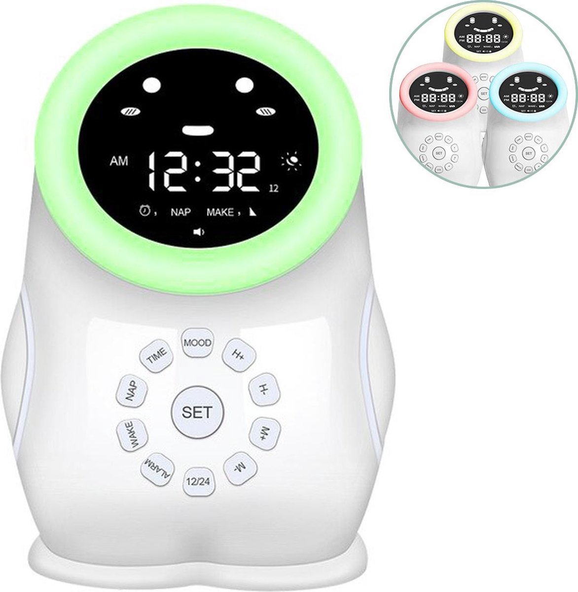 M-Iconic Slaaptrainer - Wake up light - Kinderwekker - Slaapwekker - Slaaptrainer kinderen - Wekker kinderen - Nachtlampje met slaaptimer - Oplaadbaar - Wit